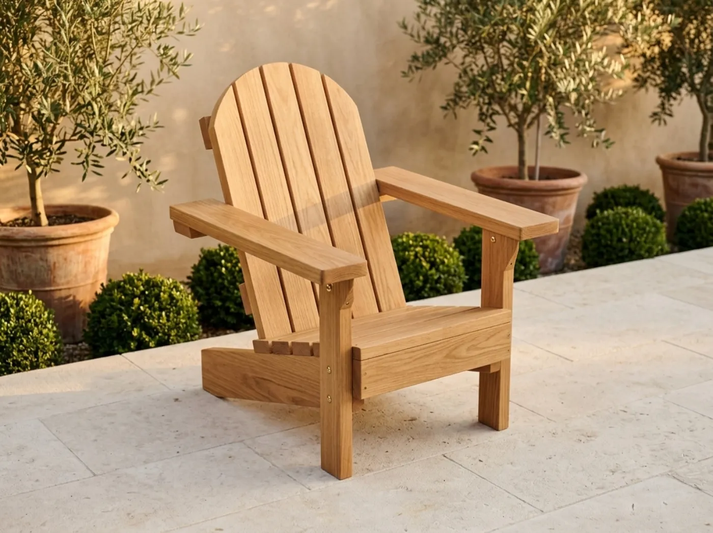 The Classic Adirondack: the wide-arm, reclined teak Adirondack chair