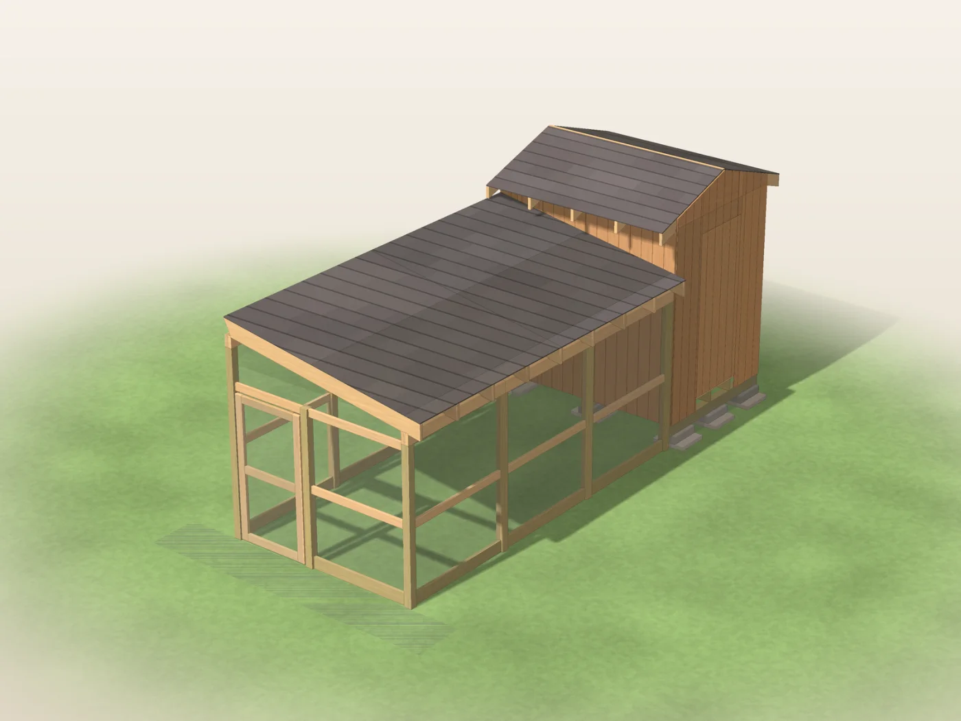 Studio render drawn from the plan dimensions