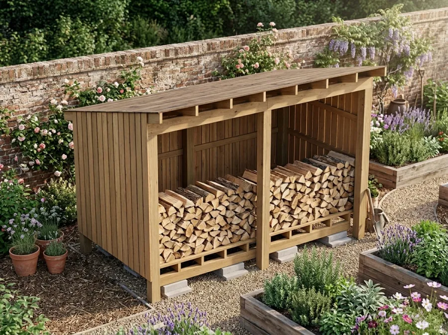 The Woodshed: the roofed firewood shed, built from DIYDupe plans