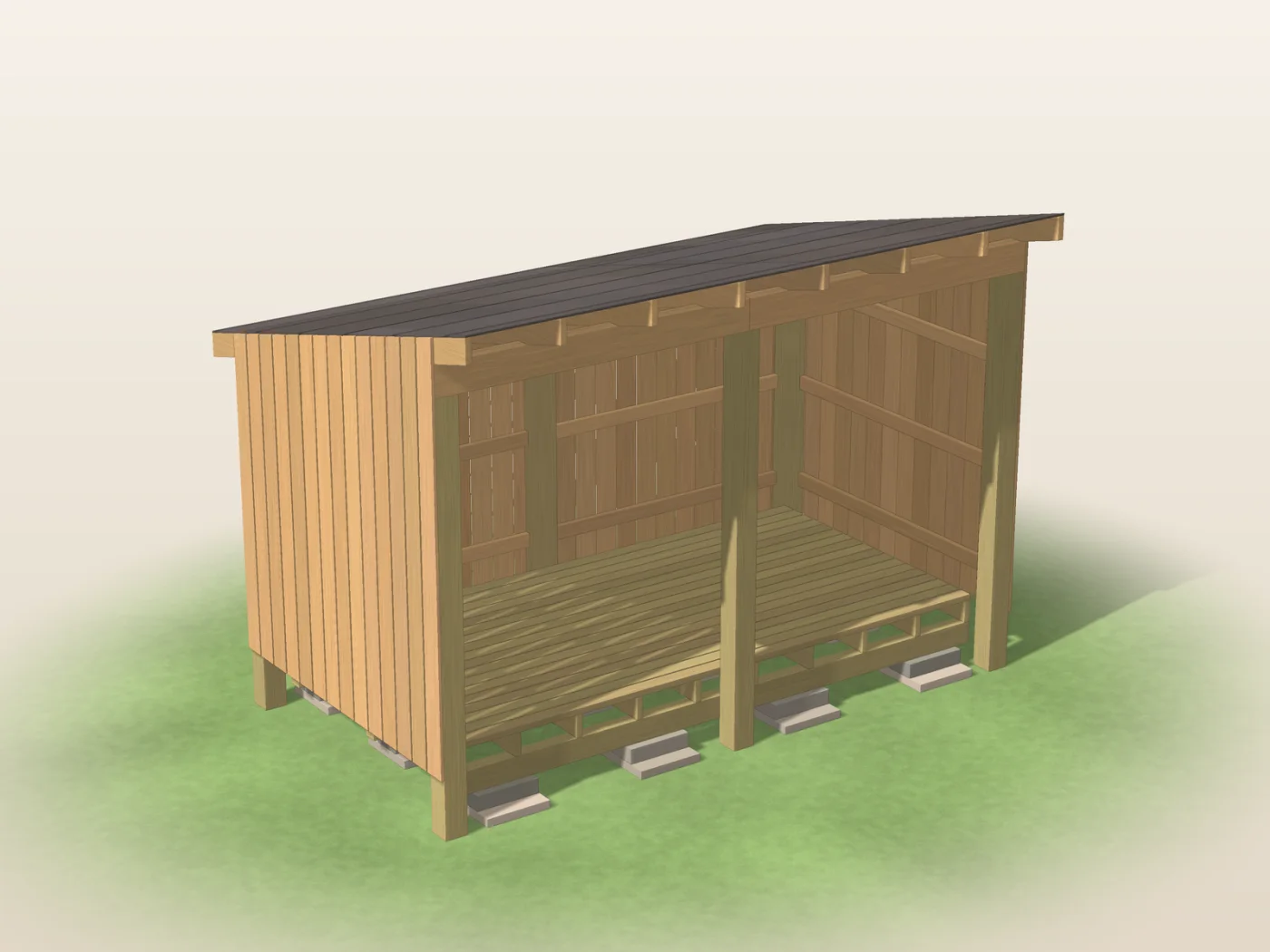 Studio render drawn from the plan dimensions