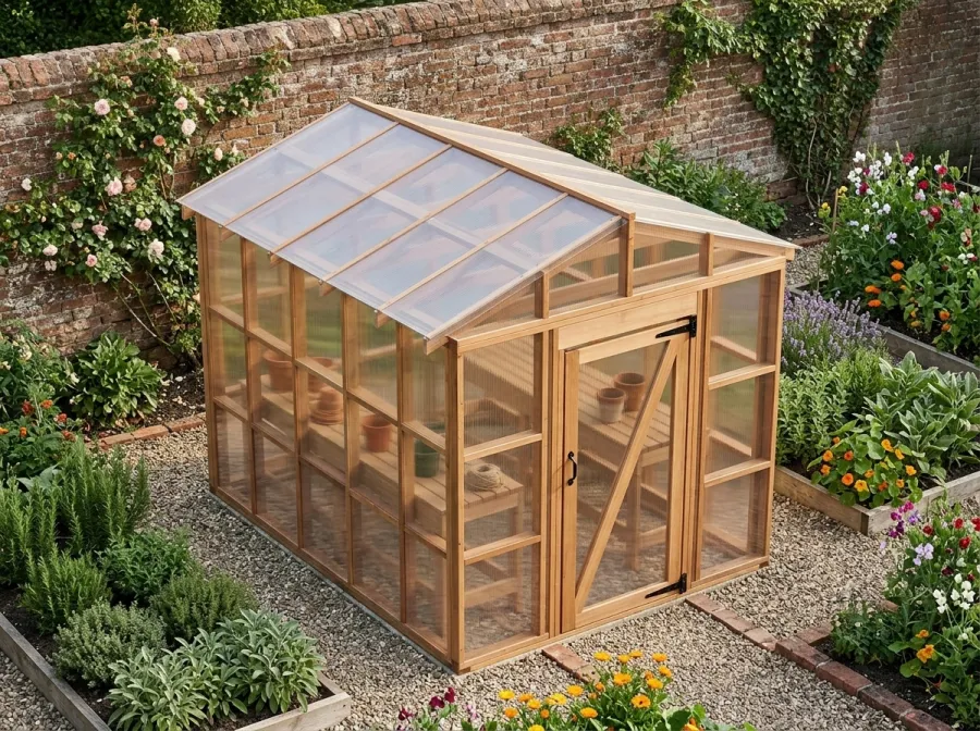 The Glasshouse: the freestanding wood-frame greenhouse, built from DIYDupe plans