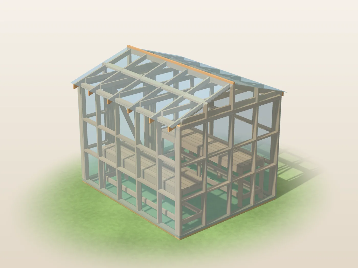 Second view, drawn from the plan dimensions