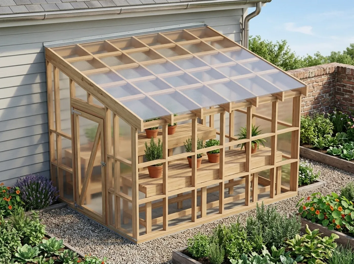 The Lean-To Greenhouse: the lean-to greenhouse against a sunny wall