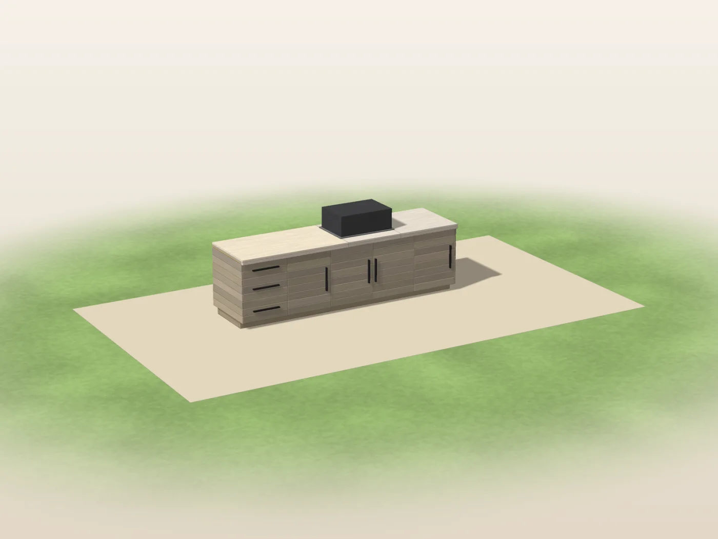 Studio render drawn from the plan dimensions