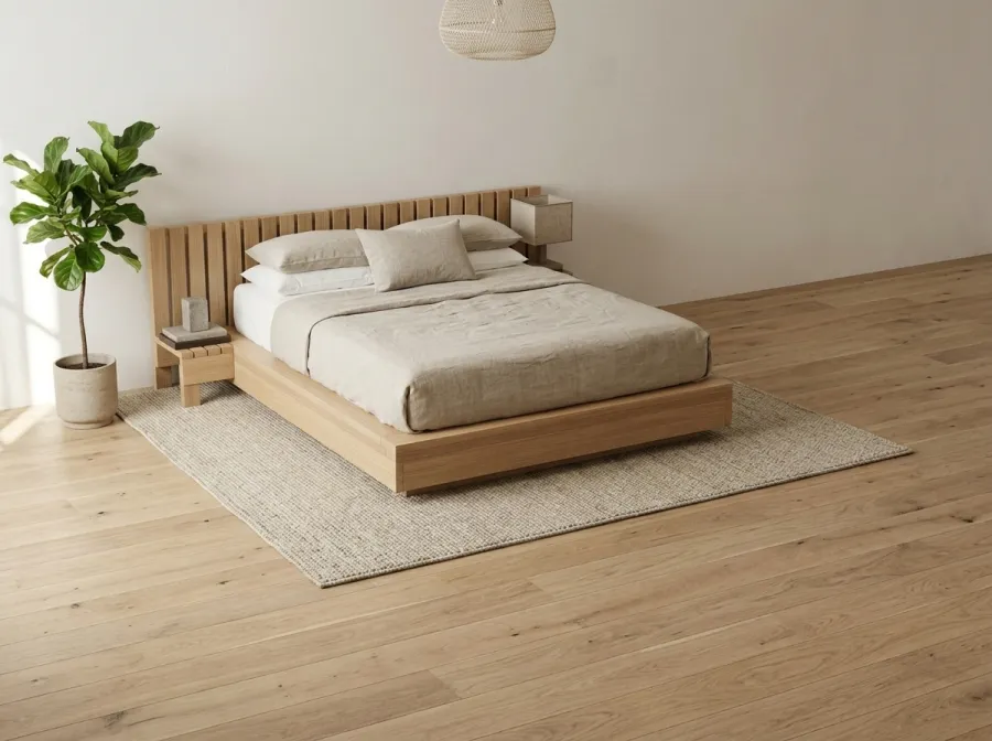 The Low Platform Bed: the low, Japanese-inspired solid wood platform bed, built from DIYDupe plans