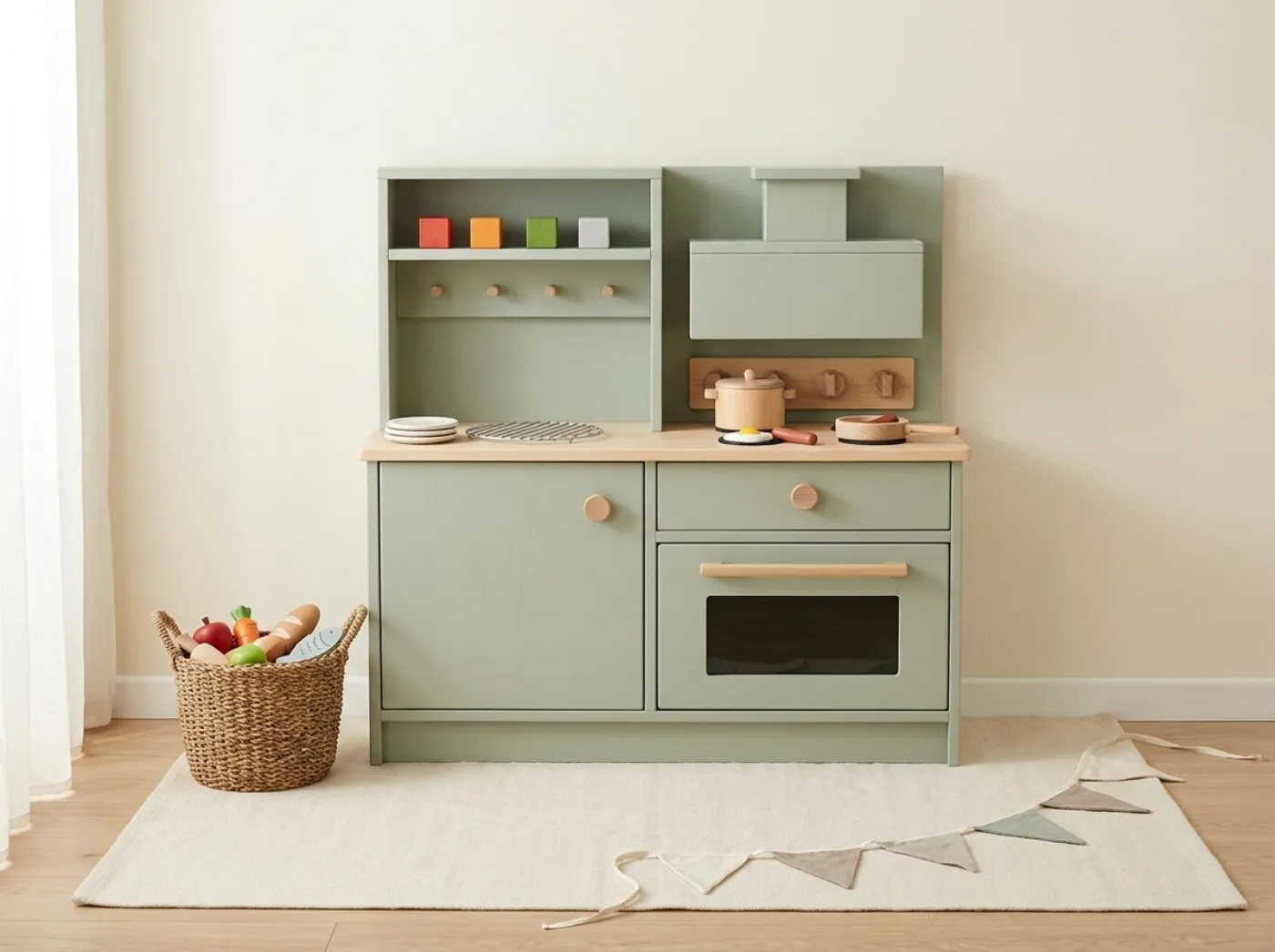 The Cottage Play Kitchen, built from DIYDupe plans