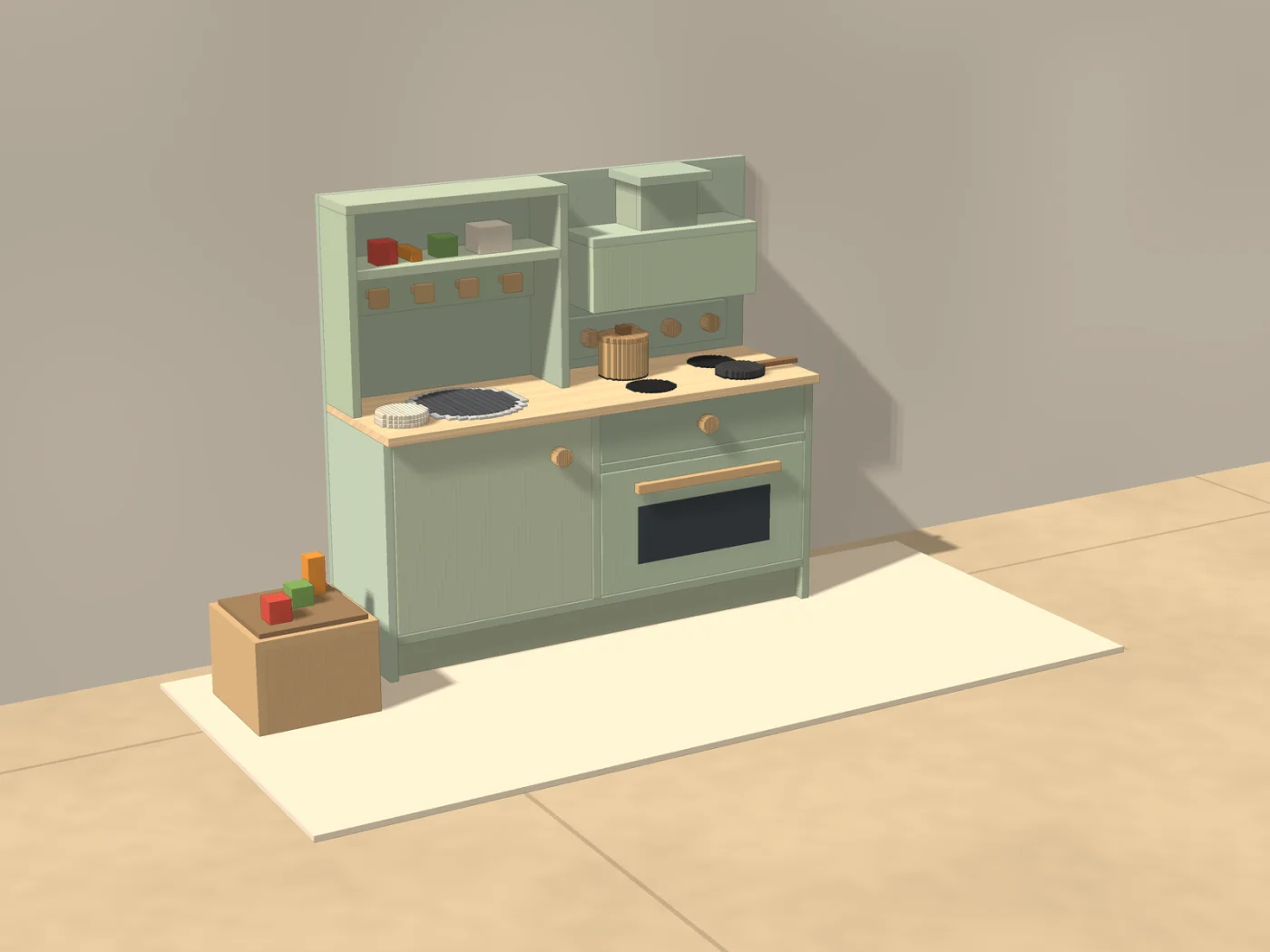 Studio render drawn from the plan dimensions