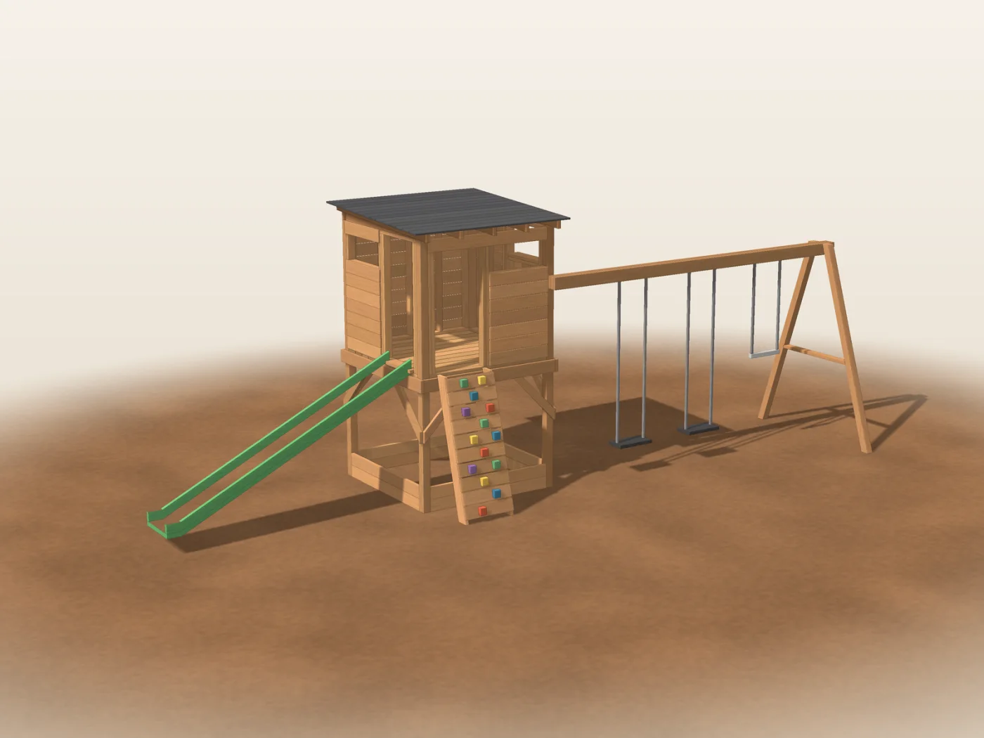 Studio render drawn from the plan dimensions