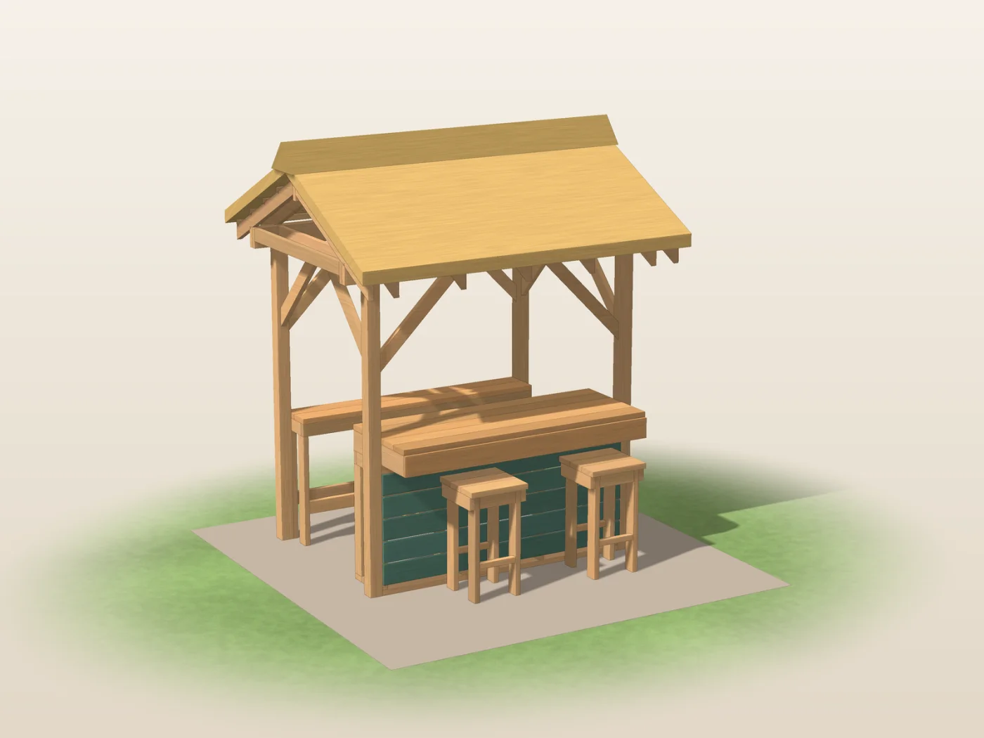 Studio render drawn from the plan dimensions
